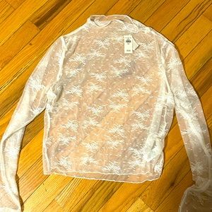 See-through white mesh top